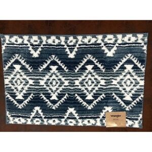 Wrangler Blue Southwestern Geometric Bath Rug